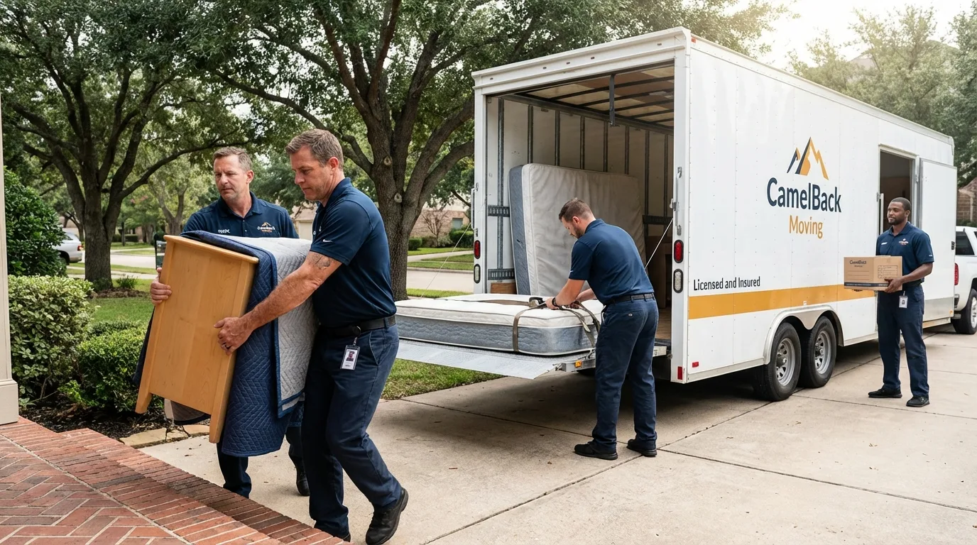 Crew loading residential truck for cross-state move from Chester Heights, PA