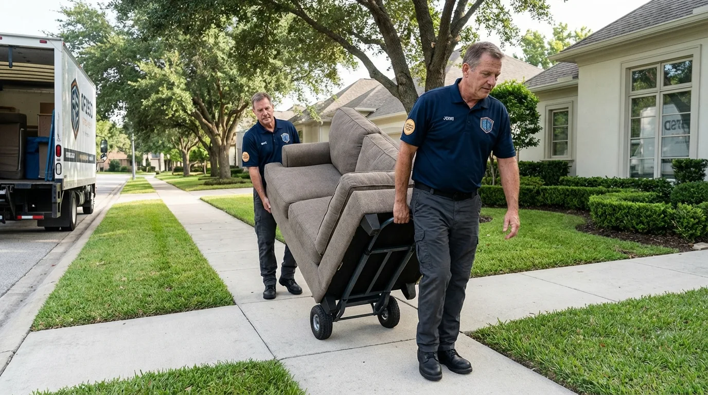 Local residential moving crew loading furniture in Chester Heights, PA