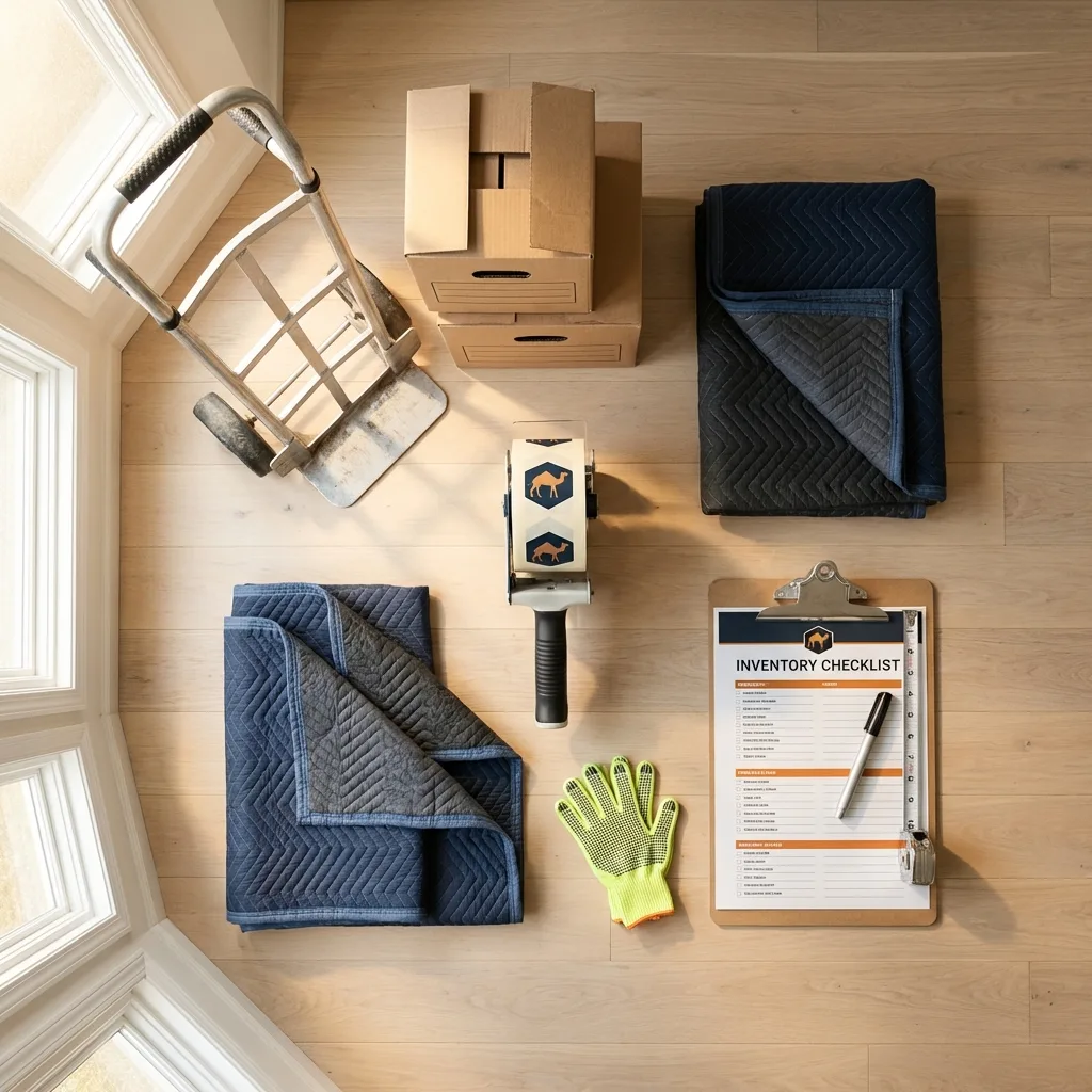 Professional moving supplies and packing materials layout for Chester Heights residential relocations
